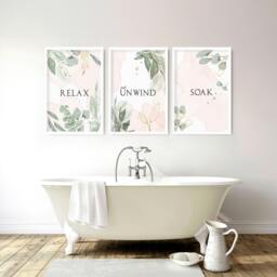 Rackhams Bathroom decorative accessories uk - Set of 3 art prints - A4 8.27 x 11.69 in / 21 x 29.7 cm - Satin Photo paper 280 gsm - Oak Frame - thumbnail 2