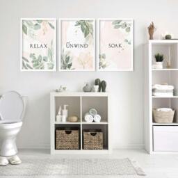 Rackhams Bathroom decorative accessories uk - Set of 3 art prints - A4 8.27 x 11.69 in / 21 x 29.7 cm - Satin Photo paper 280 gsm - Oak Frame - thumbnail 6