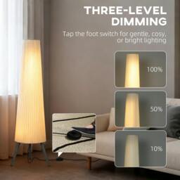 Rackhams Dimmable Standing Lamp with Foot Switch, White and Grey - thumbnail 4