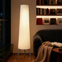 Rackhams Dimmable Standing Lamp with Foot Switch, White and Grey - thumbnail 1
