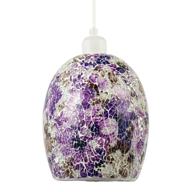 Rackhams Floral Inspired Crackle Mosaic Glass Rounded Oval Pendant Light Shade - image 1