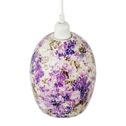 Rackhams Floral Inspired Crackle Mosaic Glass Rounded Oval Pendant Light Shade - thumbnail 3