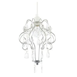 Rackhams Polished Chrome Shabby Chic Chandelier Style Pendant Shade with Acrylic - thumbnail 1