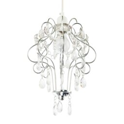 Rackhams Polished Chrome Shabby Chic Chandelier Style Pendant Shade with Acrylic - thumbnail 5