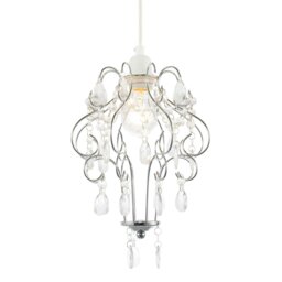 Rackhams Polished Chrome Shabby Chic Chandelier Style Pendant Shade with Acrylic - thumbnail 2