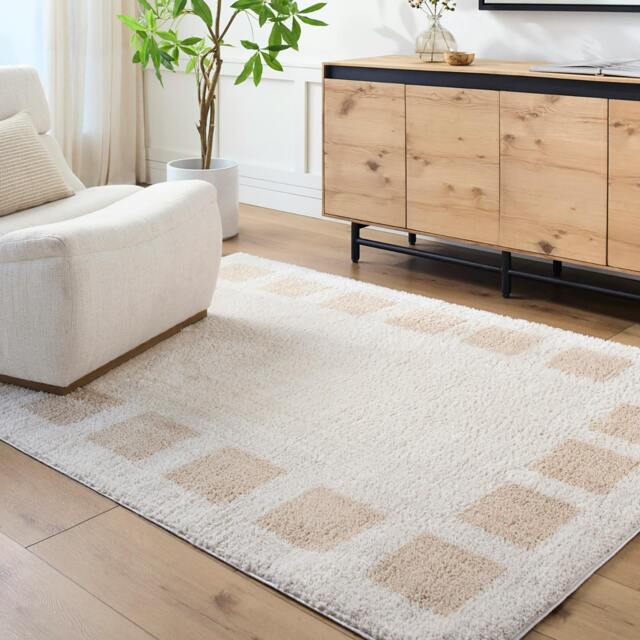 Rackhams Fossay Shag-Washable Beige Modern High Pile Rug - 200 x 275 cm - image 1