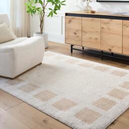 Rackhams Fossay Shag-Washable Beige Modern High Pile Rug - 200 x 275 cm - thumbnail 1