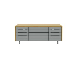 Rackhams Venice TV-Stand with 2 Doors & 2 Drawers Grey/Oak - Grey - thumbnail 2