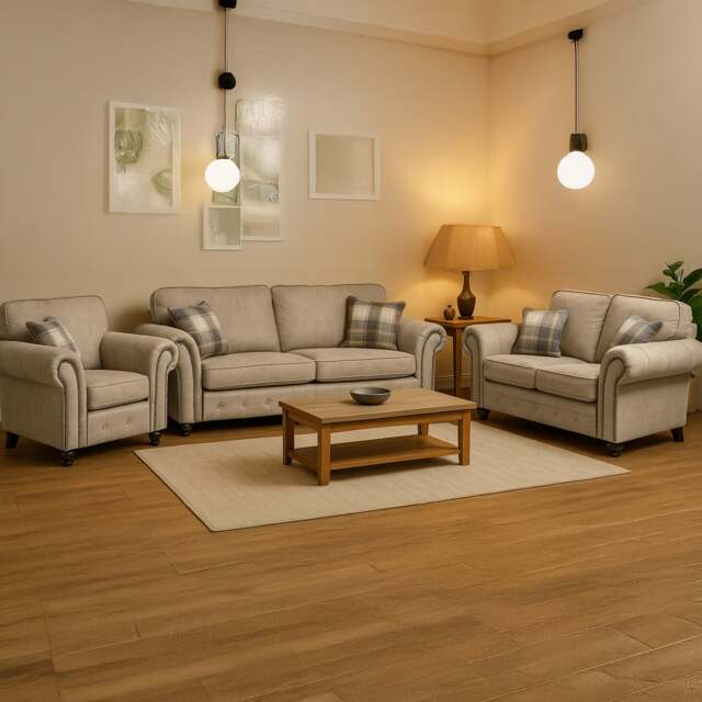 Rackhams Oakland Marble Leather 3 Piece Sofa Suite - image 1