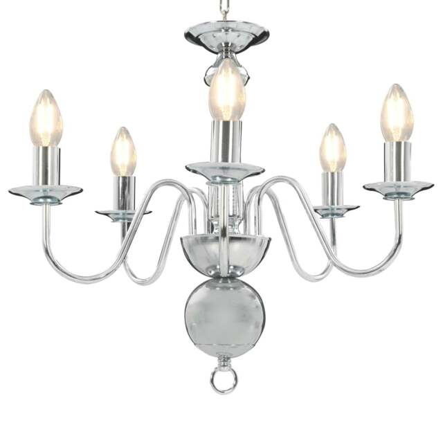Rackhams Chandelier Silver 5 x E14 Bulbs