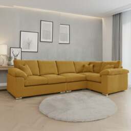 Rackhams Delta Full Jumbo Cord 5 Seater L Shaped Corner Sofa - Mustard - Right Hand Facing - thumbnail 1