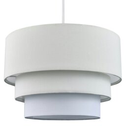 Rackhams Contemporary Round Triple Tier Cream and White Cotton Fabric Pendant Light Shade - thumbnail 2