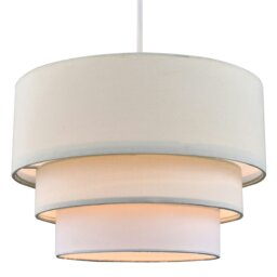 Rackhams Contemporary Round Triple Tier Cream and White Cotton Fabric Pendant Light Shade
