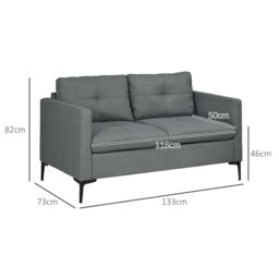 Rackhams Modern Loveseat Sofa Upholstered 2 Seater for Living Room - thumbnail 3