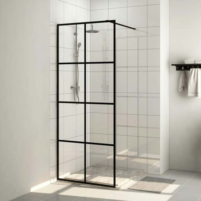 Rackhams Walk-in Shower Wall with Clear ESG Glass 80x195 cm Black