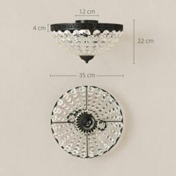 Rackhams Chandelier Crystal Ceiling Light with E14 Base 2-Lights, Black - Gold tone - 1 - Metal, Glass, Crystal - thumbnail 6