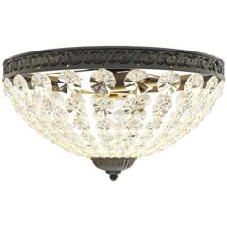 Rackhams Chandelier Crystal Ceiling Light with E14 Base 2-Lights, Black - Gold tone - 1 - Metal, Glass, Crystal - thumbnail 3