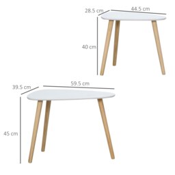 Rackhams Side Table Set of 2, Modern End Coffee Bedside Tables White Natural - Light Grey - thumbnail 6