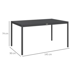 Rackhams 145cm Garden Table with Slatted Aluminium Top, Steel Legs, Dark Grey - thumbnail 6