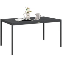 Rackhams 145cm Garden Table with Slatted Aluminium Top, Steel Legs, Dark Grey - thumbnail 2