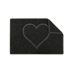 Rackhams Heart Small Embossed Doormat in Black with Open Back - Black - Small - thumbnail 2