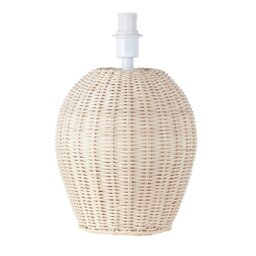 Rackhams Natural Light Brown Woven Rattan Table Lamp Base with White Cable and Switch