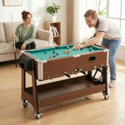 Rackhams 3 in 1 Reversible Multi Games Table with Lockable Wheels and Shelf