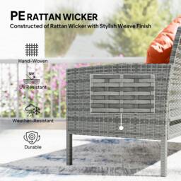 Rackhams 5Pcs Rattan Dining Corner Sofa Set, Garden Furniture Set, Orange - Modular sofa - 5 - PE Rattan, Metal, Polyester, Tempered glass - thumbnail 4