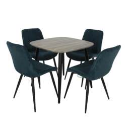 Rackhams Aspen Dining Set - Grey Oak-Effect Square Table & 4 Upholstered Diamond Stitch Fabric Chairs - Natural - thumbnail 3