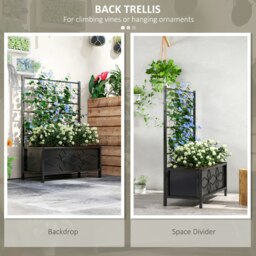 Rackhams Metal Raised Garden Bed Planter Box with Trellis, 90 x 40 x 120 cm - thumbnail 3
