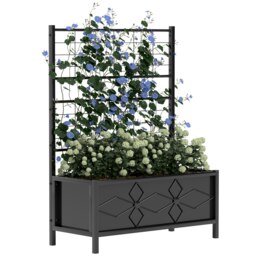Rackhams Metal Raised Garden Bed Planter Box with Trellis, 90 x 40 x 120 cm - thumbnail 2