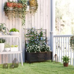 Rackhams Metal Raised Garden Bed Planter Box with Trellis, 90 x 40 x 120 cm - thumbnail 1