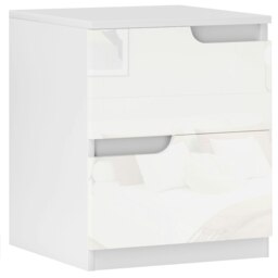 Rackhams Modern Bedside Table with 2 Drawers for Bedroom, Living Room, White - White - thumbnail 2