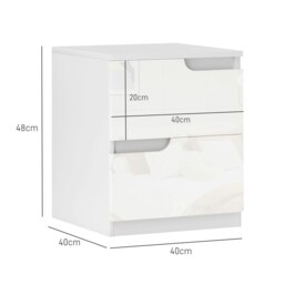 Rackhams Modern Bedside Table with 2 Drawers for Bedroom, Living Room, White - White - thumbnail 5