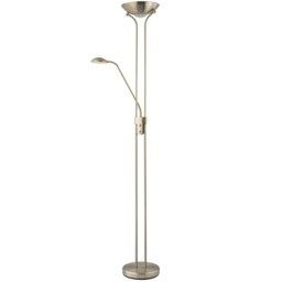 Rackhams LED Mother and Child Floor Lamp in Satin Nickel with Rotary Dimmer Switches - thumbnail 2