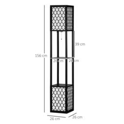 Rackhams Floor Lamp with Shelves, Modern Tall Standing Lamps with Fabric Lampshade, Chain Switch and Dual Light, Bulb not Included, Black - thumbnail 3
