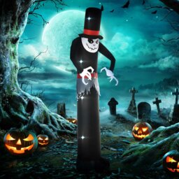 Rackhams 10' Inflatable Halloween Ghost Outdoor Decoration Waterproof LED Light - 95cm x 85cm x 306cm - thumbnail 1