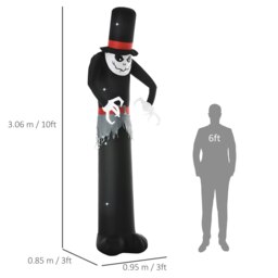 Rackhams 10' Inflatable Halloween Ghost Outdoor Decoration Waterproof LED Light - 95cm x 85cm x 306cm - thumbnail 5