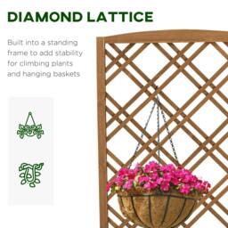 Rackhams Garden Planter with Trellis, Wooden Raised Bed for Garden with Lattice Trellis for Vegetables, Herbs and Flowers, Brown - thumbnail 4
