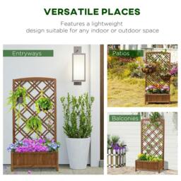 Rackhams Garden Planter with Trellis, Wooden Raised Bed for Garden with Lattice Trellis for Vegetables, Herbs and Flowers, Brown - thumbnail 3