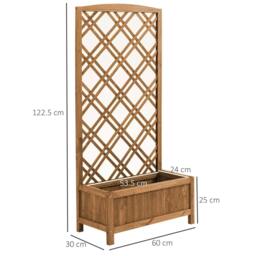 Rackhams Garden Planter with Trellis, Wooden Raised Bed for Garden with Lattice Trellis for Vegetables, Herbs and Flowers, Brown - thumbnail 2