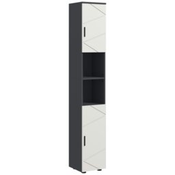 Rackhams Tall Bathroom Storage Cabinet, Slim Bathroom Cabinet with Soft Close - Light Grey - thumbnail 2