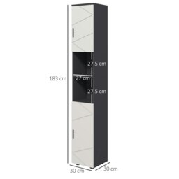 Rackhams Tall Bathroom Storage Cabinet, Slim Bathroom Cabinet with Soft Close - Light Grey - thumbnail 6