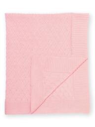 Rackhams Baby Organic Diamond Blanket Pink - One Size - Pink - thumbnail 1