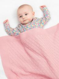 Rackhams Baby Organic Diamond Blanket Pink - One Size - Pink - thumbnail 2