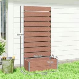 Rackhams 34 x 69.5cm Garden Planter Box, with Back Trellis, Brown - thumbnail 3