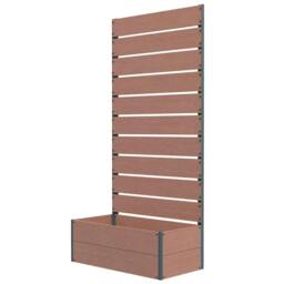 Rackhams 34 x 69.5cm Garden Planter Box, with Back Trellis, Brown - thumbnail 1