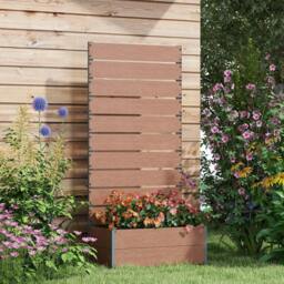 Rackhams 34 x 69.5cm Garden Planter Box, with Back Trellis, Brown - thumbnail 2