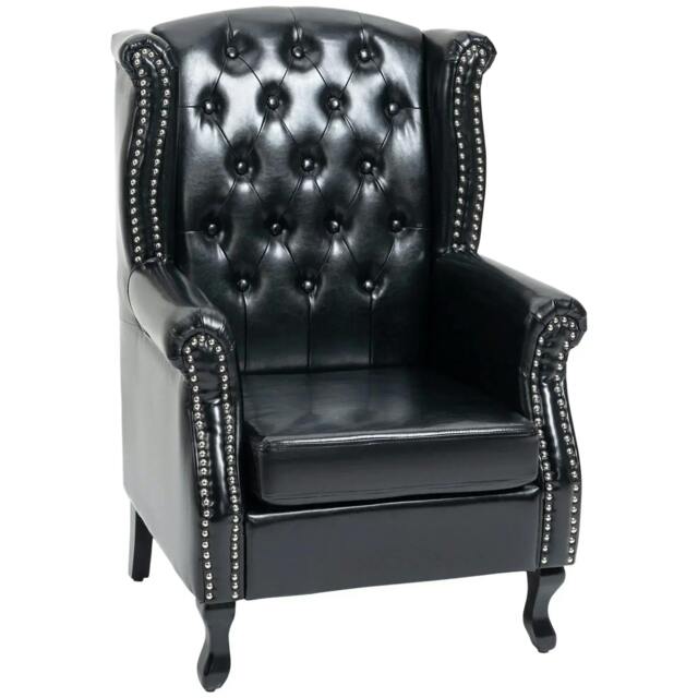 Rackhams Wingback Accent Chair Tufted Chesterfield-style Armchair with Nail Head Trim for Living Room Bedroom Black - image 1
