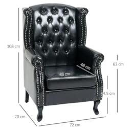 Rackhams Wingback Accent Chair Tufted Chesterfield-style Armchair with Nail Head Trim for Living Room Bedroom Black - thumbnail 3